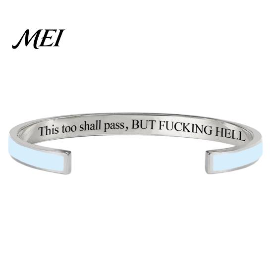 Inspirational Bracelet This Too Shall Pass Mantra Cuff Bracelet, Adjustable Engraved Motivational Gift for Encouragement Bangle Hidden Information