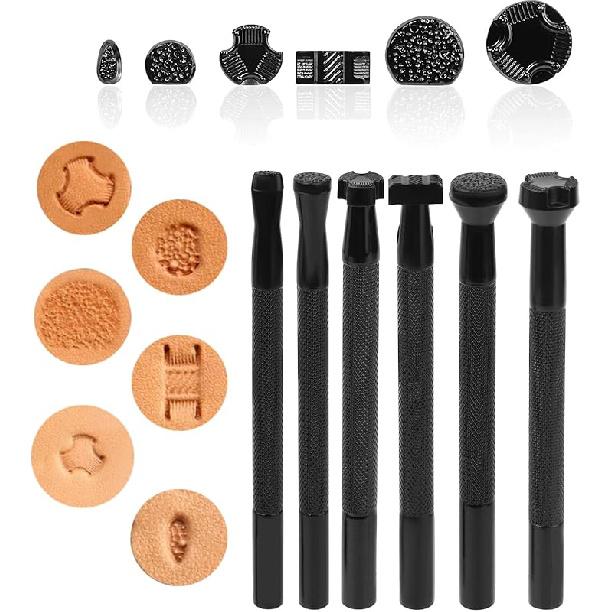 20 шт. Инструменты для тиснения по коже, Набор штампов разной формы для изготовления седел, Набор штампов для резьбы по коже, Инструменты для кожгалантереи, DIY 6 PCS