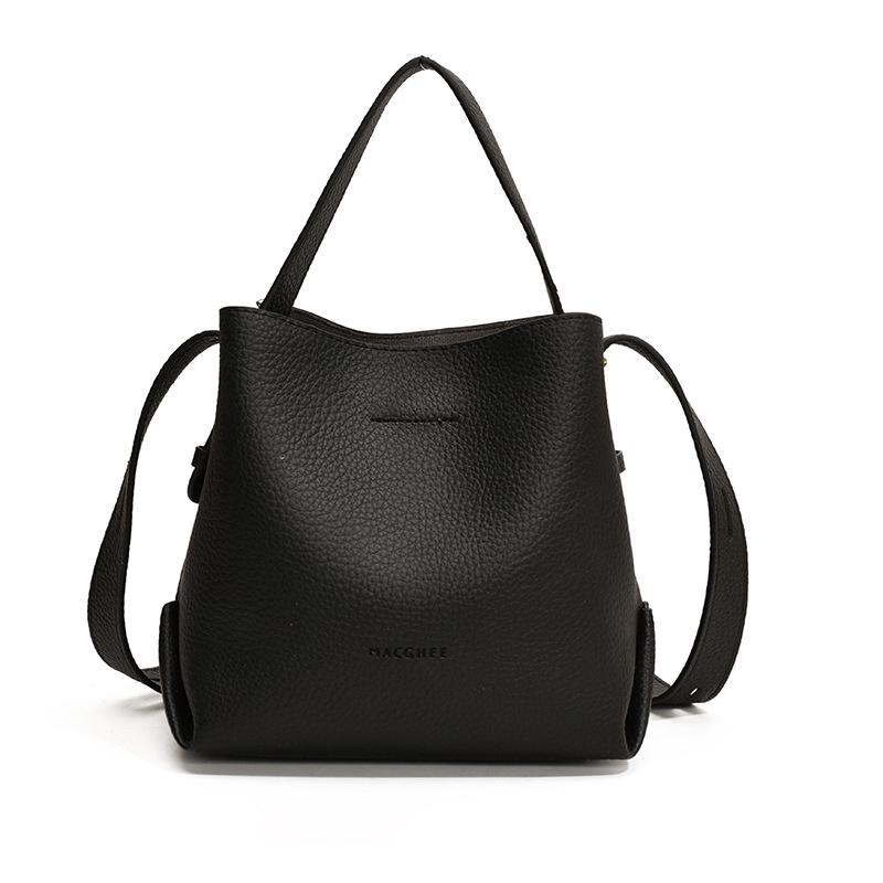 Women's Crossbody Bucket Bag with Lychee Pattern - Trendy and Versatile Handbag