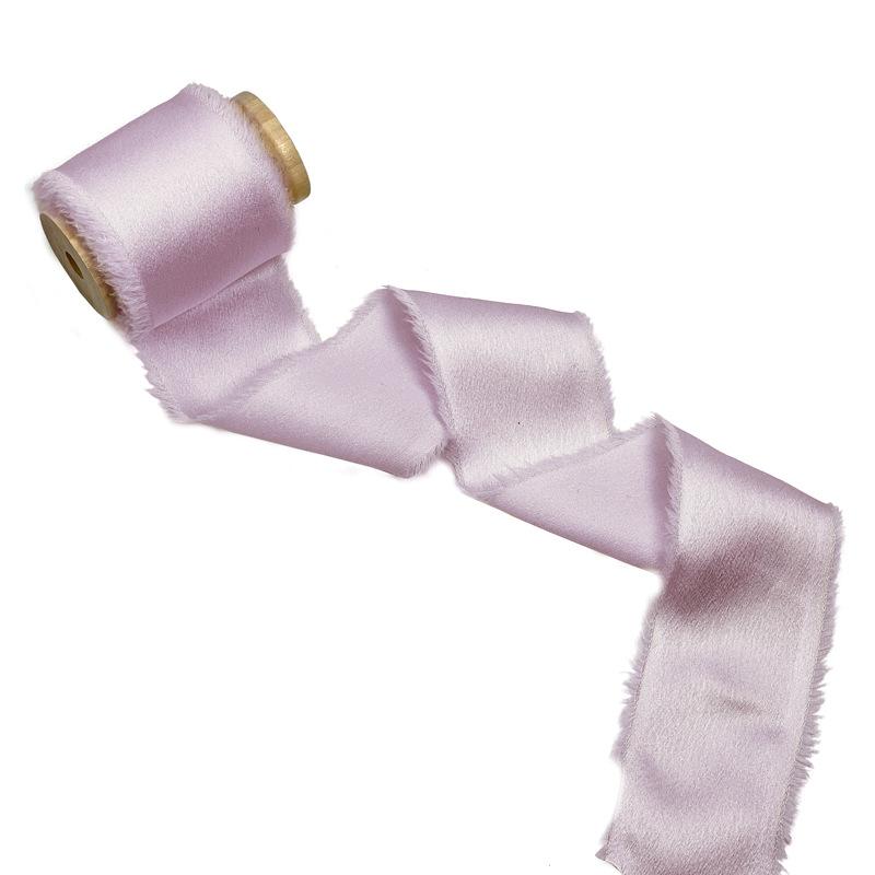 

Silk Satin Ribbon 3 Roll Wooden Spool Handmade Frayed Ribbon for Gift Wrapping Baby Shower Wedding Bridal Bouquet Holiday Decor 3 rolls x 5 yard