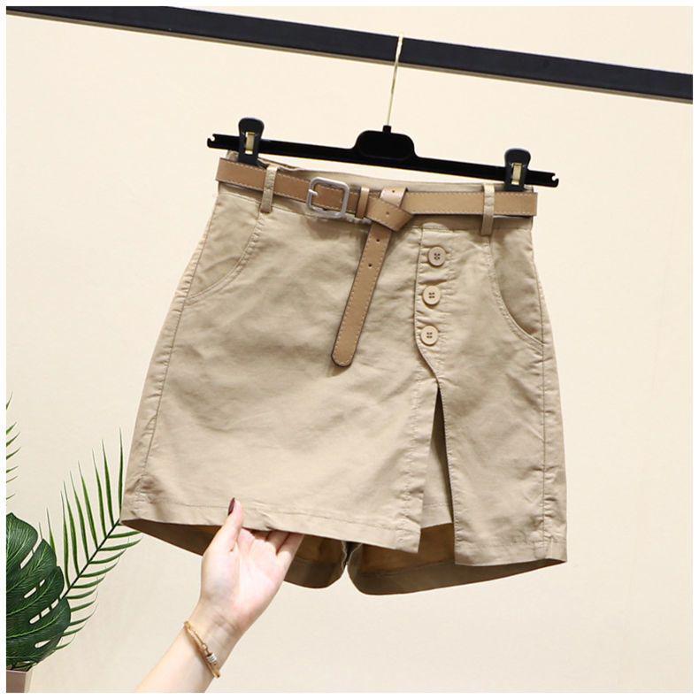 2026 Korean Style Women's Slimming Cotton Shorts with Buttoned Elastic Waist