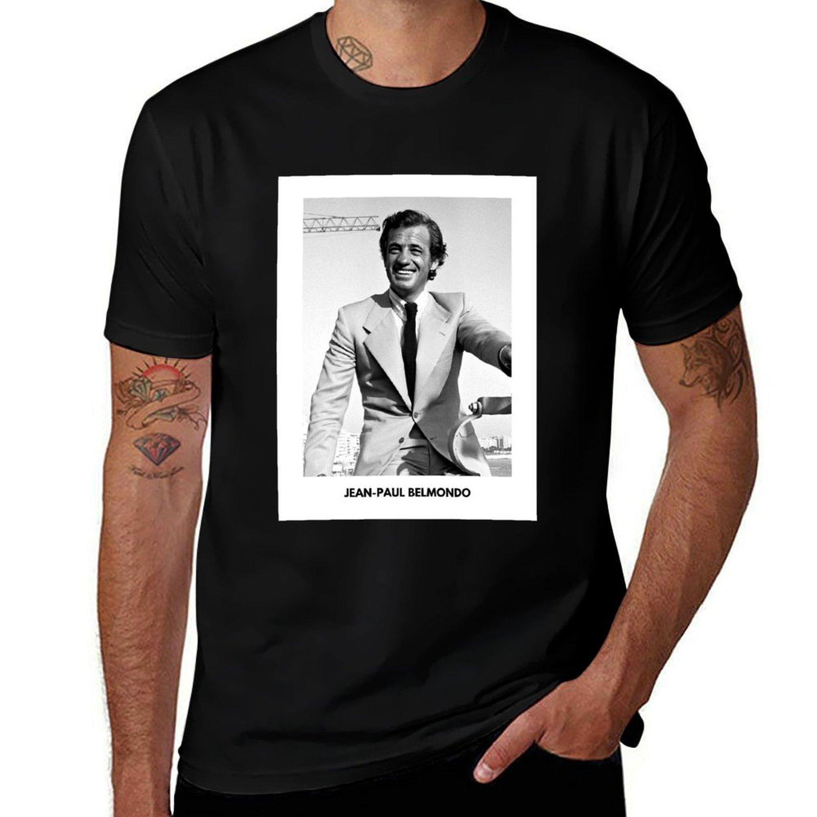 Portrait - Jean-Paul Belmondo T-Shirt Retro Print Casual Top XL