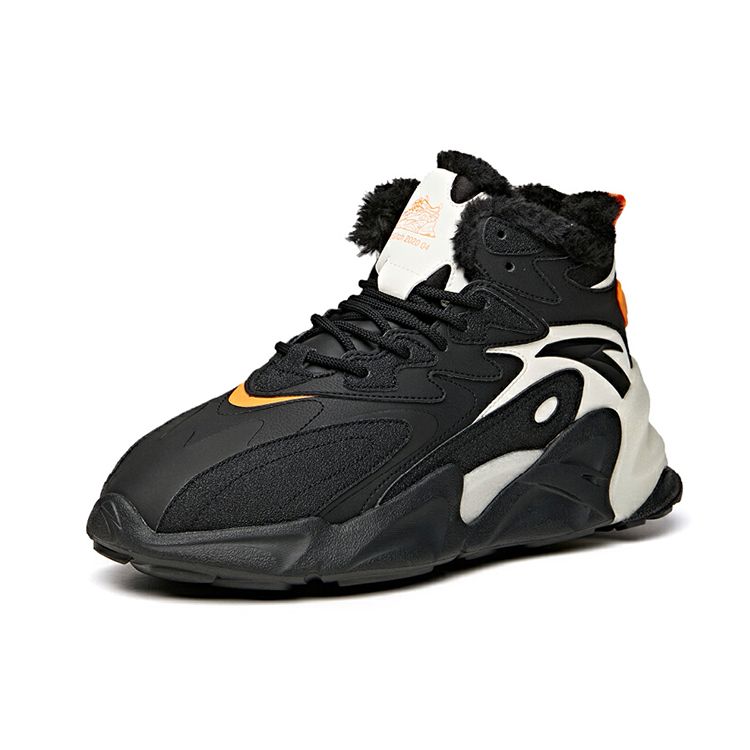 Anta Pulse Fabric Synthetic Leather Shock Absorbing Non-Slip Wear-Resistant Warm High-Top Casual Shoes Men Casual Shoes Black White 912048910-3