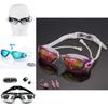 Gafas de Natación Premium Impermeables Y Antivaho Recubrimiento de Colores Espejo Pequeño Set de Competición Para Visión Cristalina