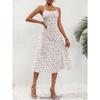 2025 Estate Sexy Spaghetti Straps Dress Donna Moda Polka Dot Stampa Senza Maniche Slit Dress Boho Casual Beach Midi Abiti