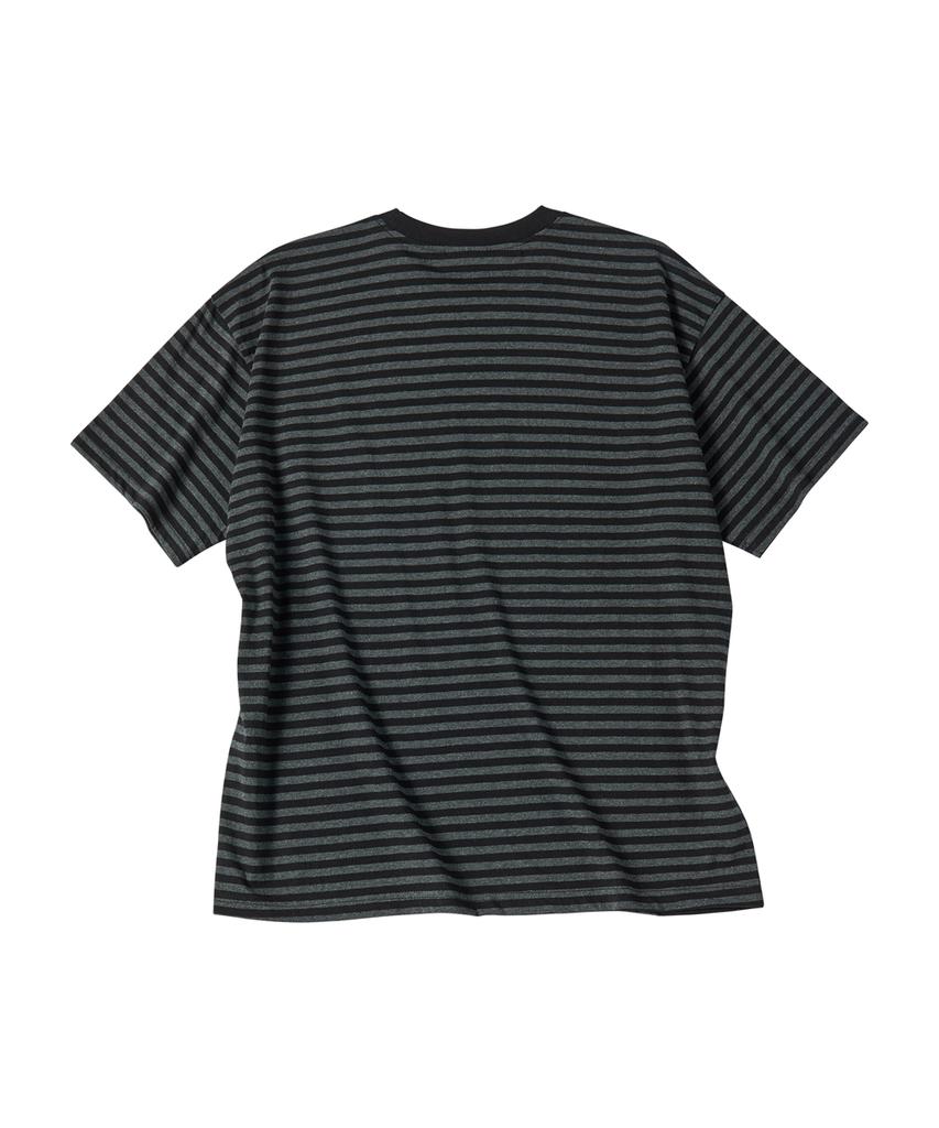Eontaiteulseoul Unicorn Stitch Stripe Crop Short Sleeve Black