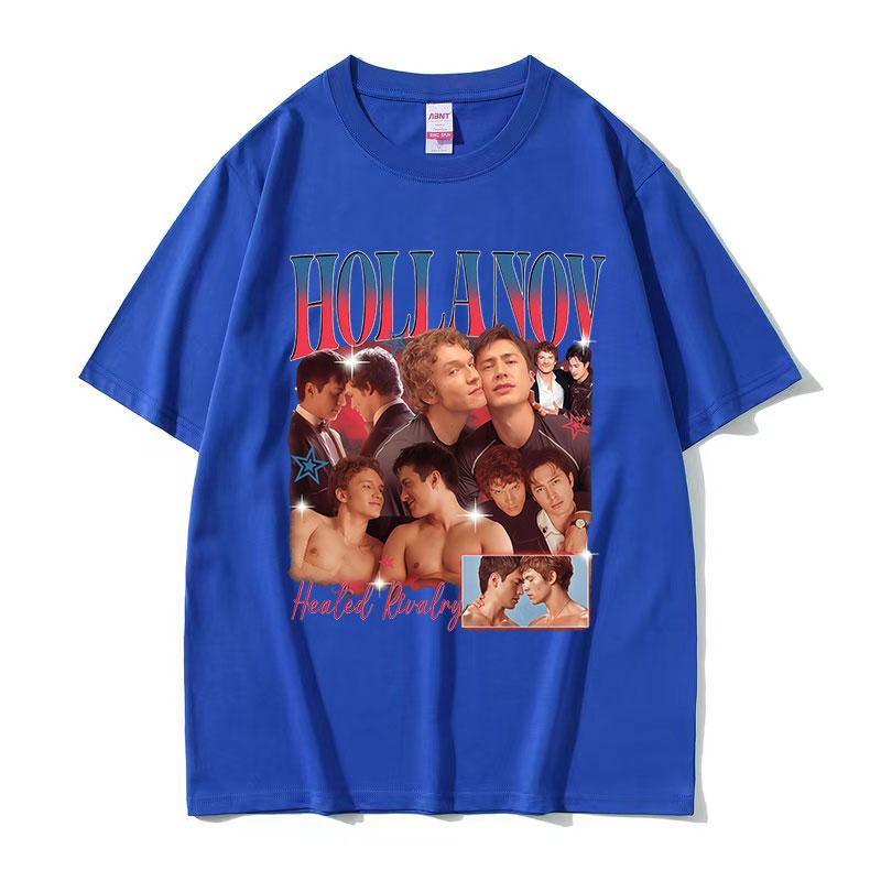 Hollanov Heated Rivalry Hockey Romance Movie Graphic T Shirts Men's Vintage Fashion 100% Cotton Short Sleeve T-shirt Streetwear