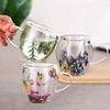 250ml Double Wall Coffee Mug Flower Filler Glass Cups Tea Coffee Cup With Handles Heat Resistant Mug Gift