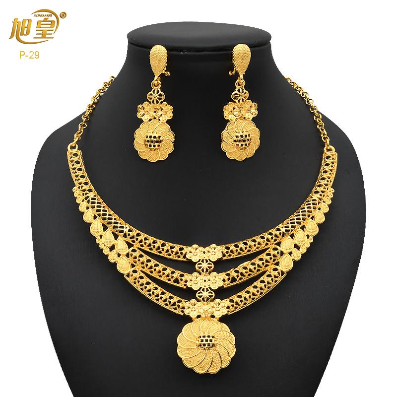 Luxury Italian 24k Gold Color Jewelry Set For Women African Dubai Bridal Wedding Necklace And Earrings Set Party Gifts