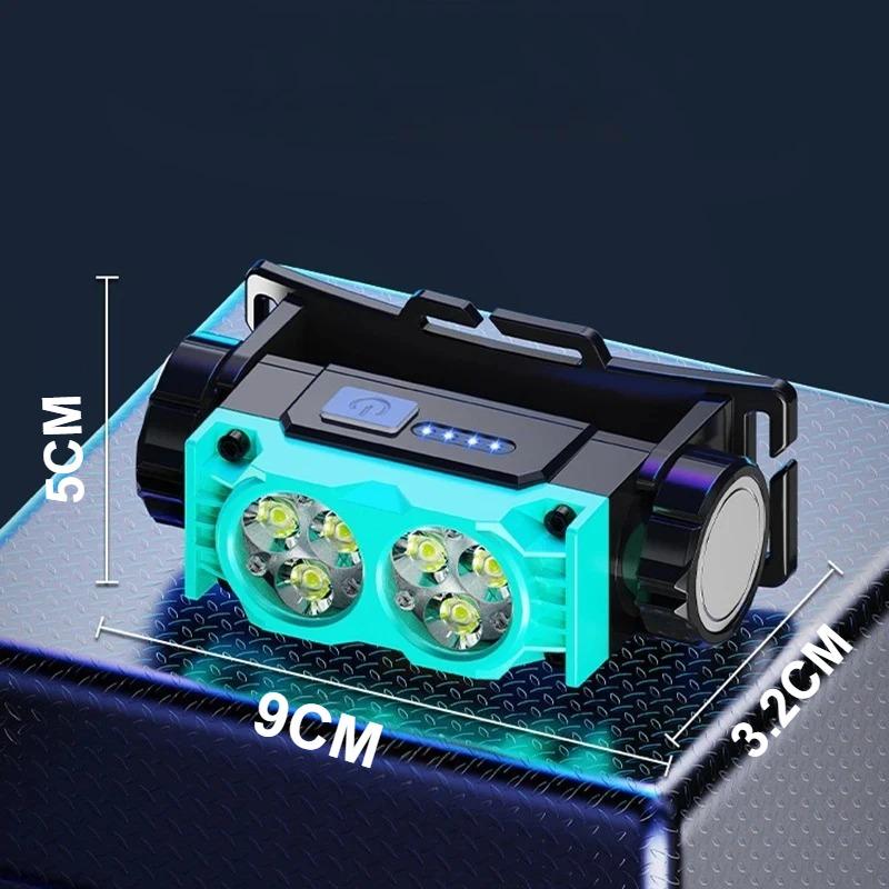 Rechargeable LED Headlamp Super Bright 6 Core 109g Lightweight Hands Free for Outdoor Fishing Camping Mining Long Running Time