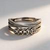 Ethnic Silver S925 Women's Ring: Retro Chinese Style with Wealth-Attracting Five Emperors Coins
