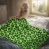 Neongrüne Leoparden-Flanell-Decke Warm Weich Halloween Weihnachten Dekorativ Sofa Warm Gemütlich Ganzjahres-Geschenk