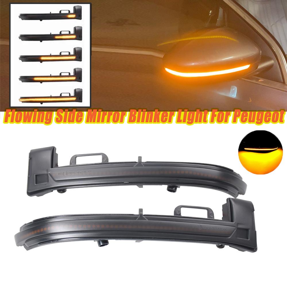 2PCS LED Clignotants Dynamiques de Rétroviseur Latéral pour Peugeot 308 2013-2019 Sans Erreur Clignotants Séquentiels à Flux