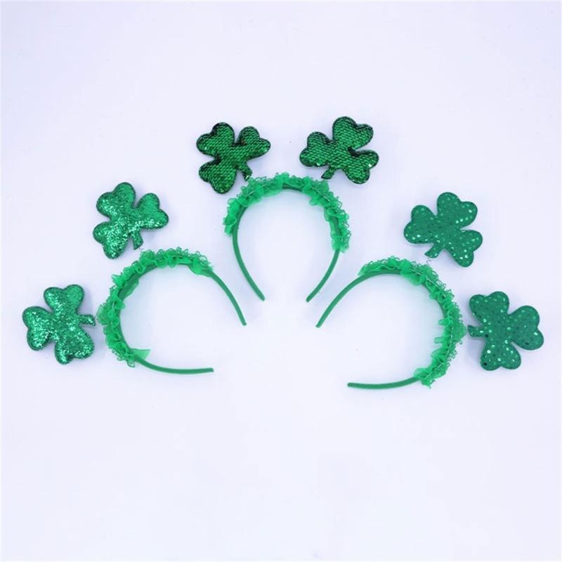 Irish Leprechaun Headband Party Costume Glitter Shamrock Party Karaoke Photo Props Party Blingbling Hair Hoop Nightclub