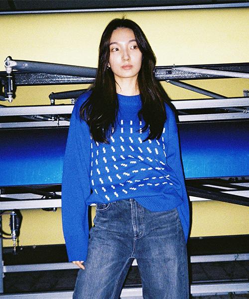 Philovisnop Wool Logo Jacquard Knit_Blue Blue/Free