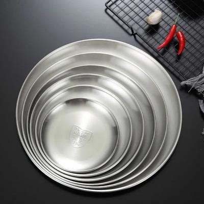 304 Edelstahl Runde Platte Western Restaurant Knochen Tablett Gericht Flache gerichte abendessen platten set gericht sets