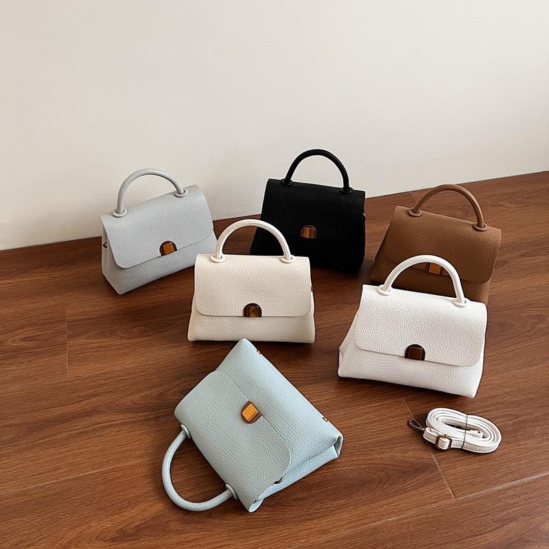Light luxury simple and versatile commuter document handbag high-end lychee pattern women's bag new casual shoulder messenger bag