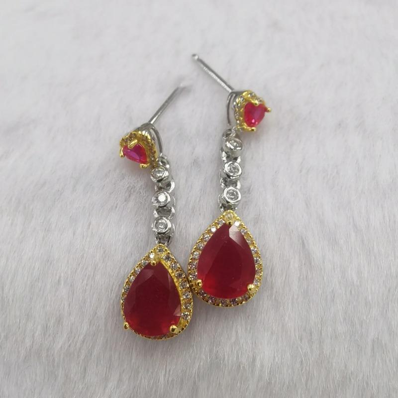 SACE GEMS Earring for Women 925 Sterling Silver 6*8MM Natural Ruby Stud Earrings Wedding Party Fine Jewelry Eardrop Gifts