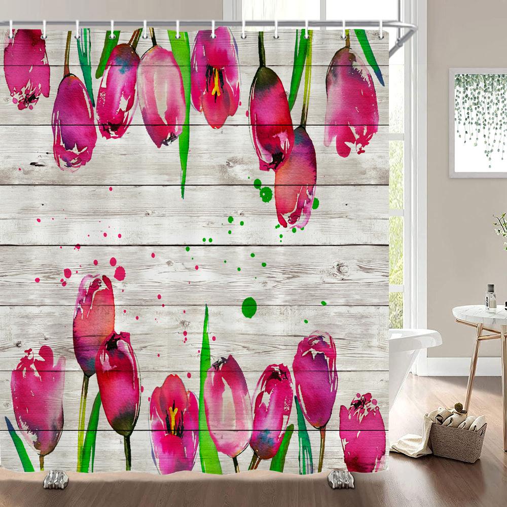 1Pc Beautiful Sunflower Flowers Print Waterproof Polyester Shower Curtain Fabric Shower Curtain Home Decoration Shower Curtain