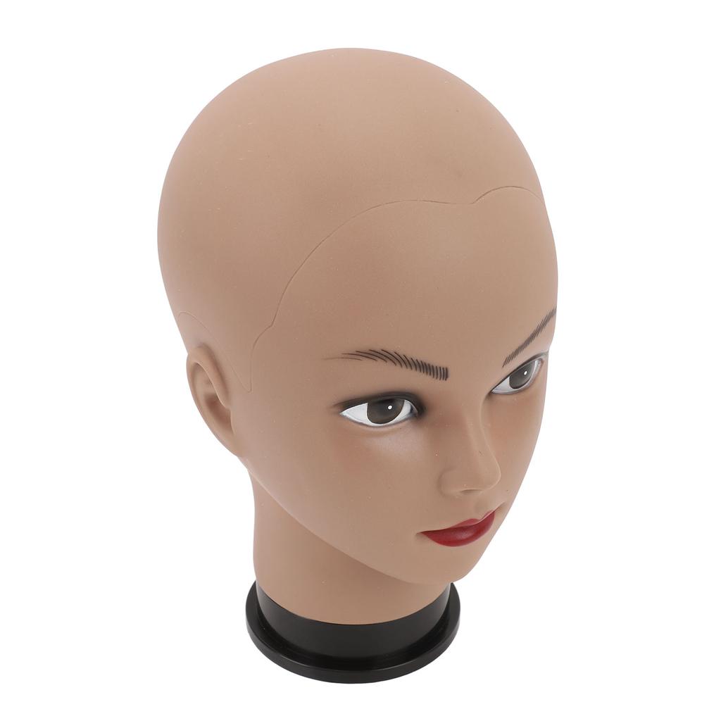 Bald Mannequin Head with Makeup Black Skin Female Professional Cosmetology Head for Wig Making