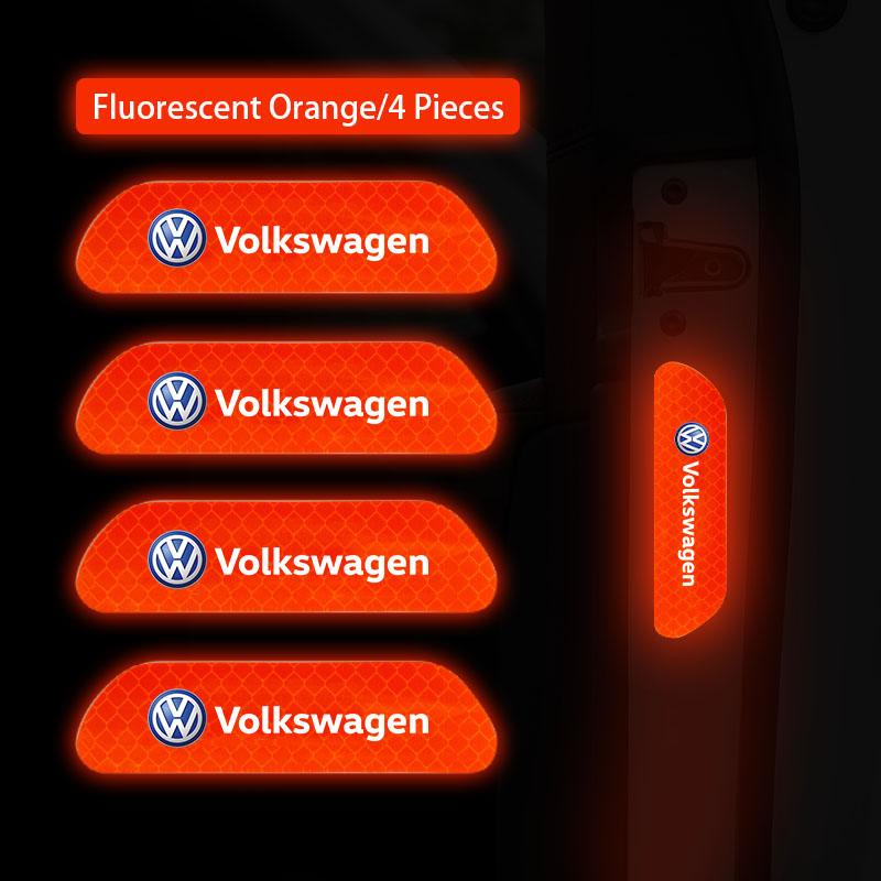 WGLRK1 4Pcs Volkswagen Safety Warning Night Reflection Car Stickers For VW Scirocco GTI Polo Golf CC T5 GTE Passat Variant b6 Jetta