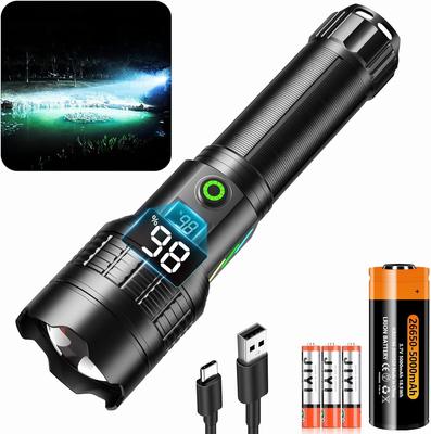 Aicdas Powerful LED 6 Dimming Focus Handheld IP67 5000mAh 26650 Aluminum Alloy Perfect for Outdoor Disaster Power and Nighttime Portable Flashlight,