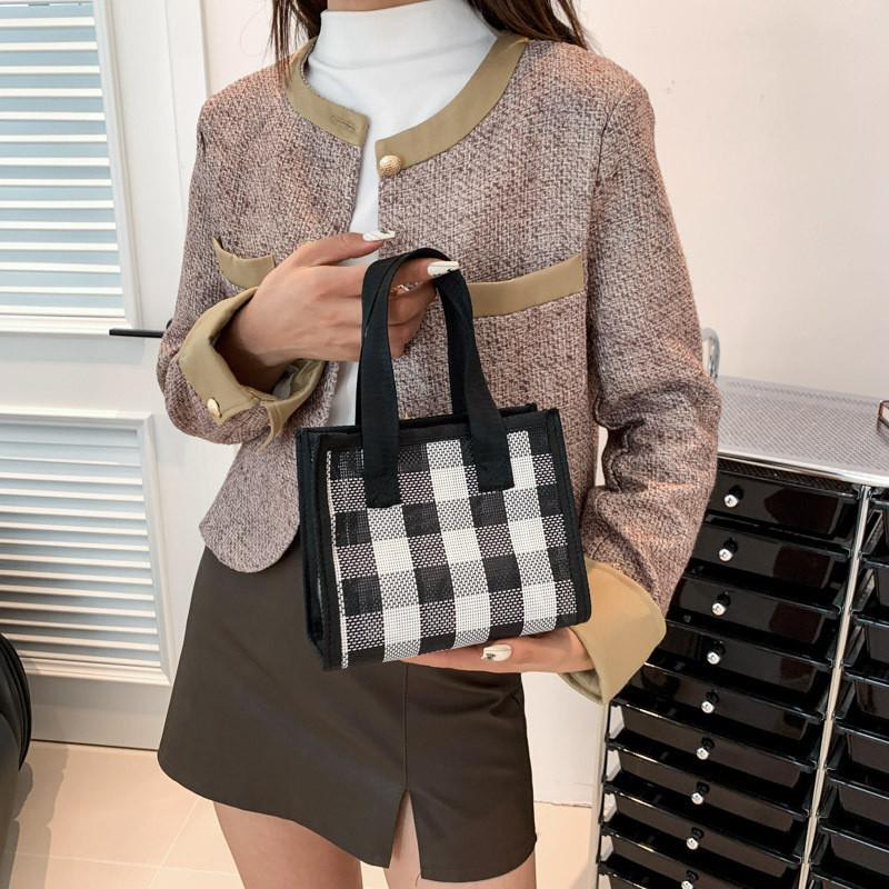 Fashionable Plaid Tote Bag 2023 Stylish Checkered Fabric Purse Ideal For Casual Outings