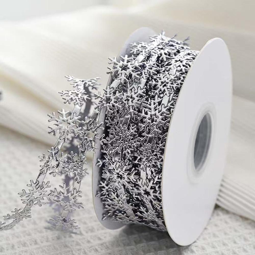 

Runtow Серебряный Золотой Глиттер Снежинка Кружево Швейная Лента 2025 С Рождеством Домашнее Украшение Новый Год 2026 Подарки Санта Клауса