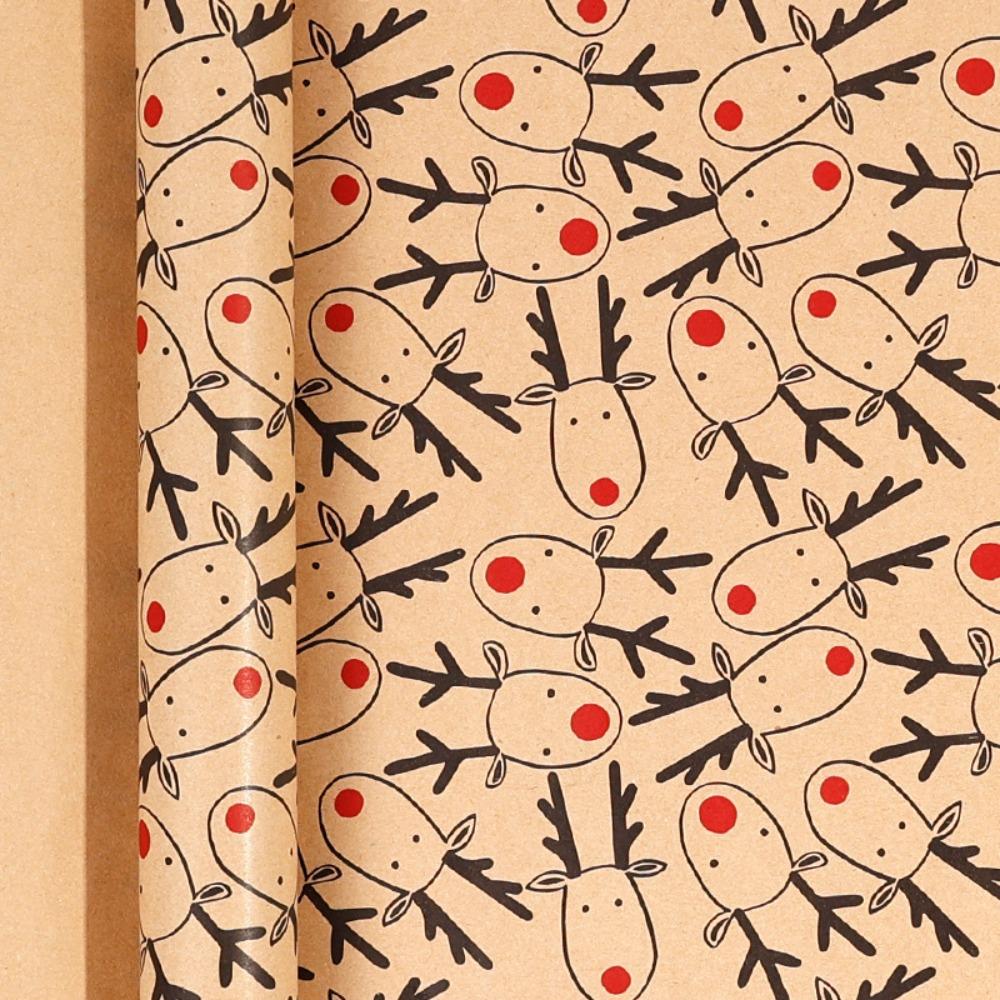 Reindeer Design Holiday Wrapping Paper Large Roll Christmas Gift Wrap Supplies Uses For Festive Party
