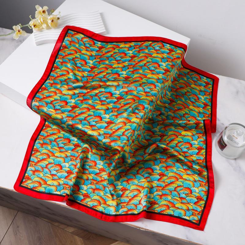 Silk Women's Square Scarf - Chinese Style Headscarf for Spring, Summer, Autumn - Neck Protection & Warmer - Elegant Thin Mom Style