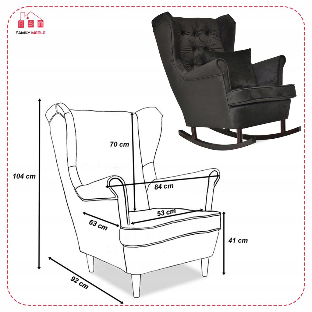 Scandinavian Wingback Rocking Chair Gaja Family Meble Black Olive 10 Pik
