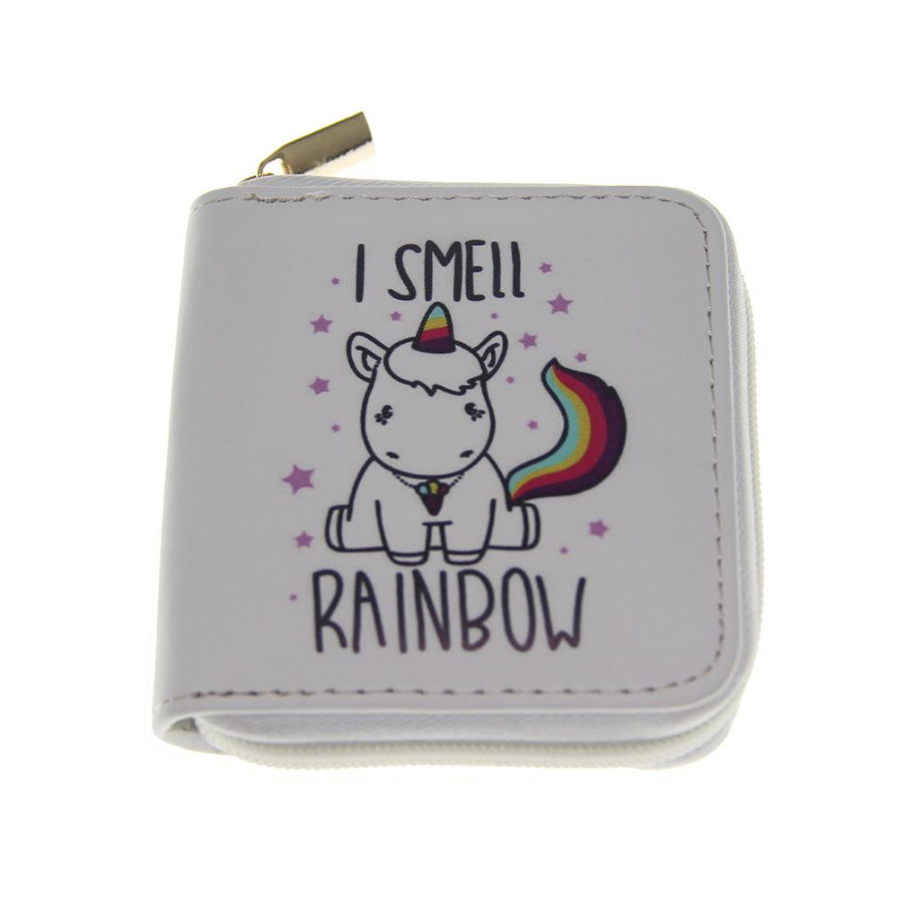 New Unicorn Short Zipper Small Wallet, Cartoon Wallet.