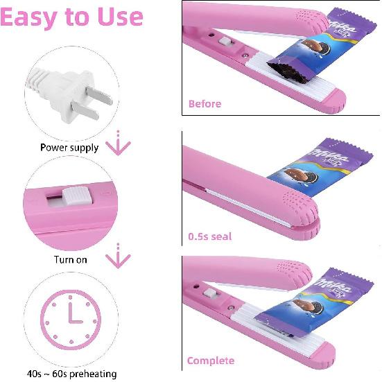 Mini Food Bag Heat Sealer Handheld,Portable Mini Sealing Machine Portable Food Sealer Household Storage Portable Hand Pressure Sealing Machine for