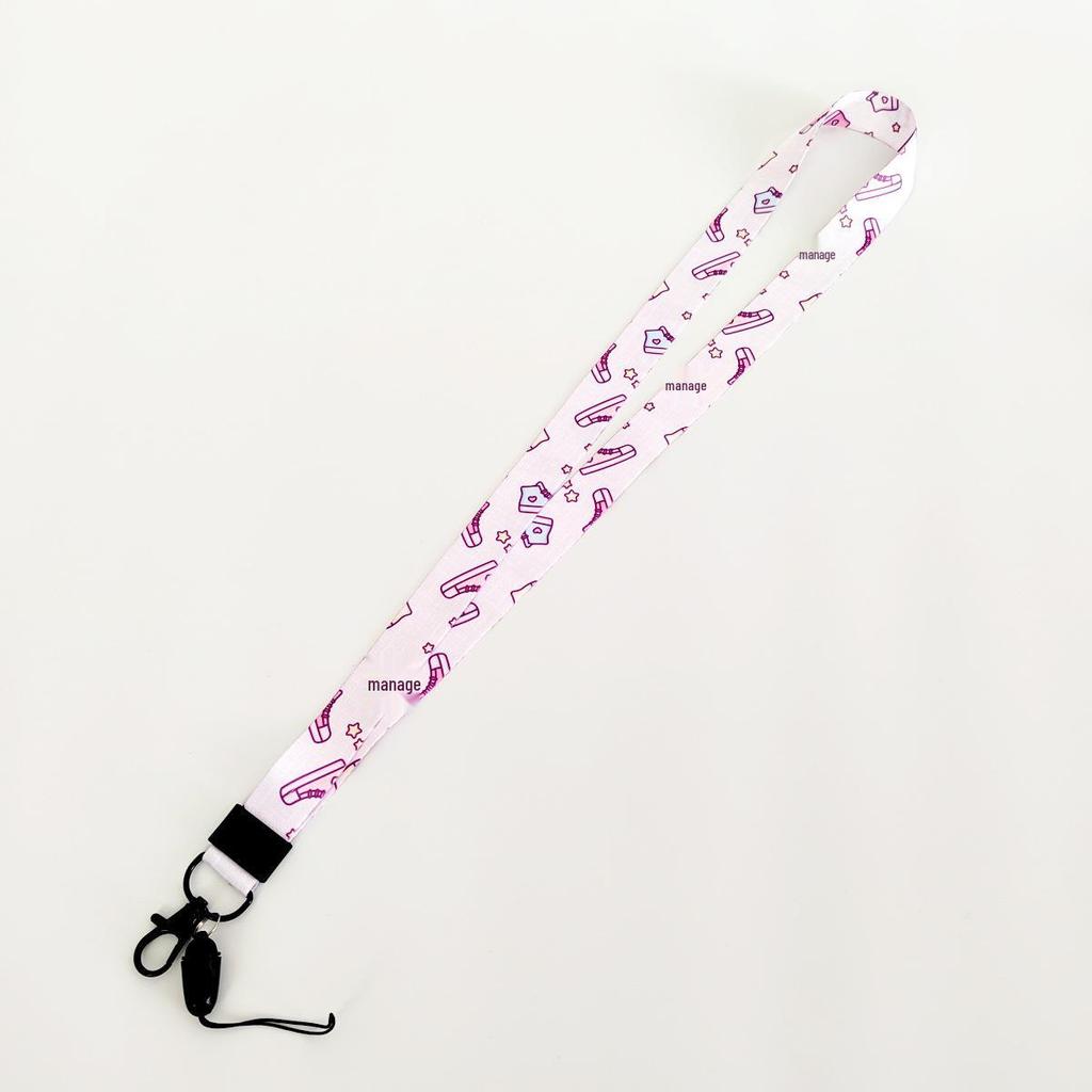 Cartoon Phone Lanyard with Heat Transfer Webbing, Mine Buckle, and Name Tag Holder for Work ID