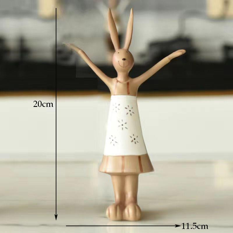 Healing Resin Rabbit Family Figurines Accessories Home Livingroom Table Sculpture Ornaments Store Office Desk Statue Decoration