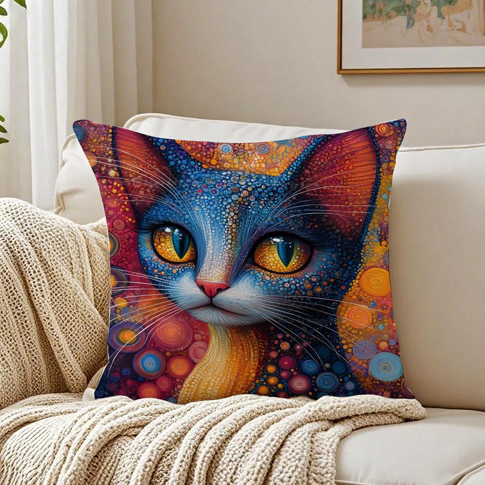 Prints Of The Strange Cats Cushion Cover Linen Pillowcase Soft  for Sofa Bed Home Room Decor
