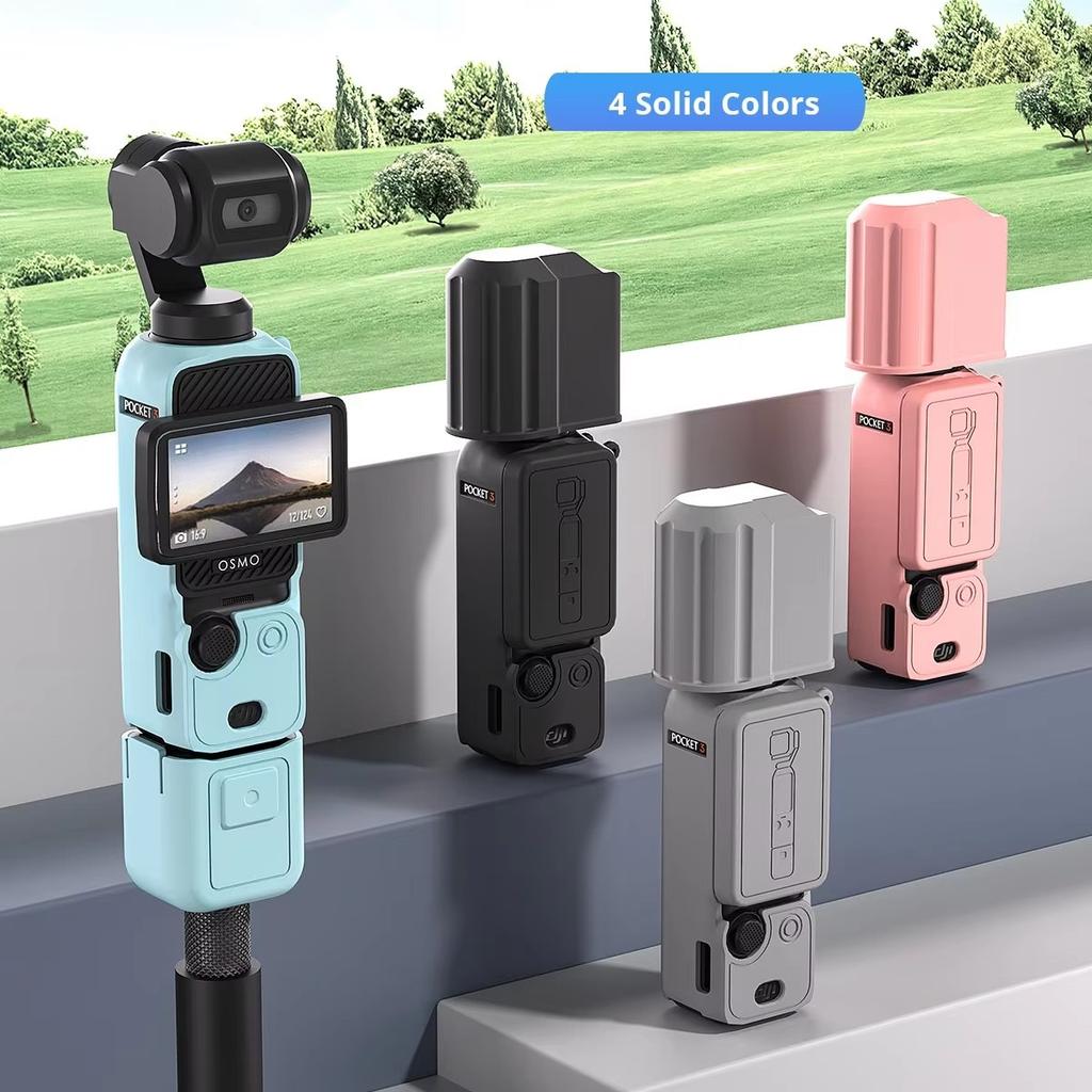 Silikonowe Etui do DJI OSMO Pocket 3 i Akcesoriów Ochrona 360° Jednolity Kolor Różowy Czarny Szary Niebieski