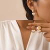 Elegant Imitation Pearl Earrings Gold Color Earrings Necklace Set Heart Shaped Jewelry Set  Evening