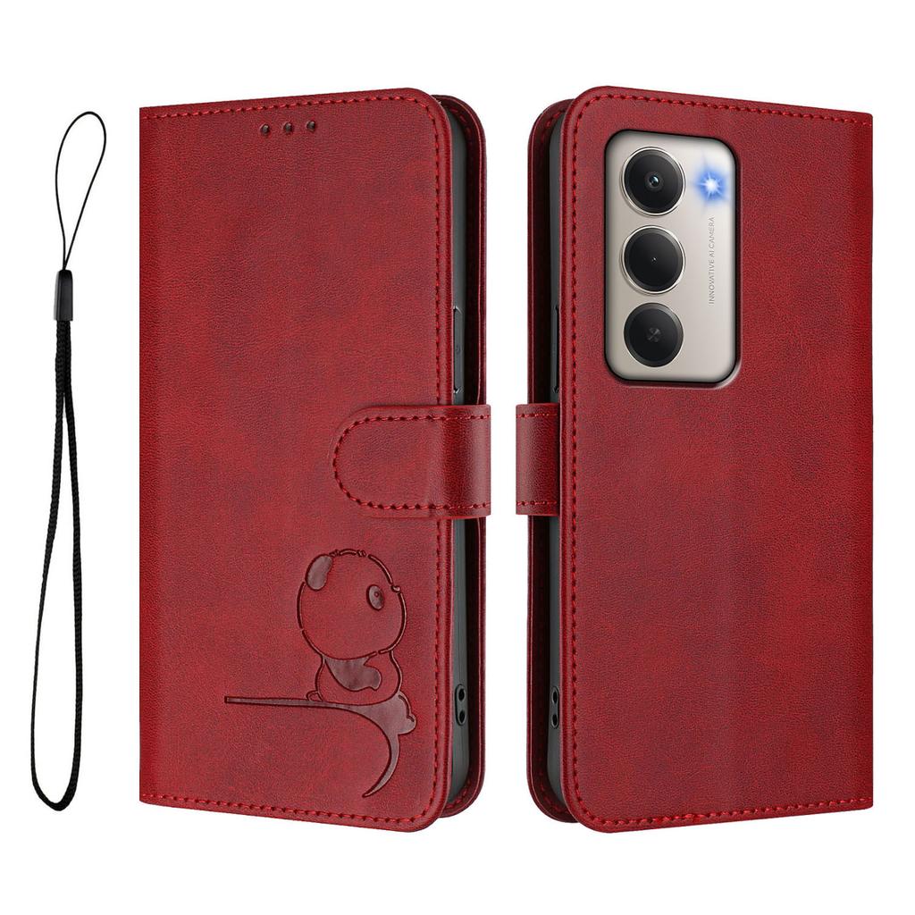 For Xiaomi Redmi 15 4G (EU) (171mm) Case Panda Imprint RFID Blocking Wallet Leather Phone Cover with Wrist Strap