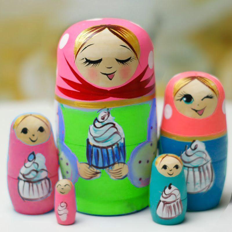 Wooden Painted Russian Nesting Dolls: 5, 7, 10, or 15 Layer Craft Toy & Souvenir