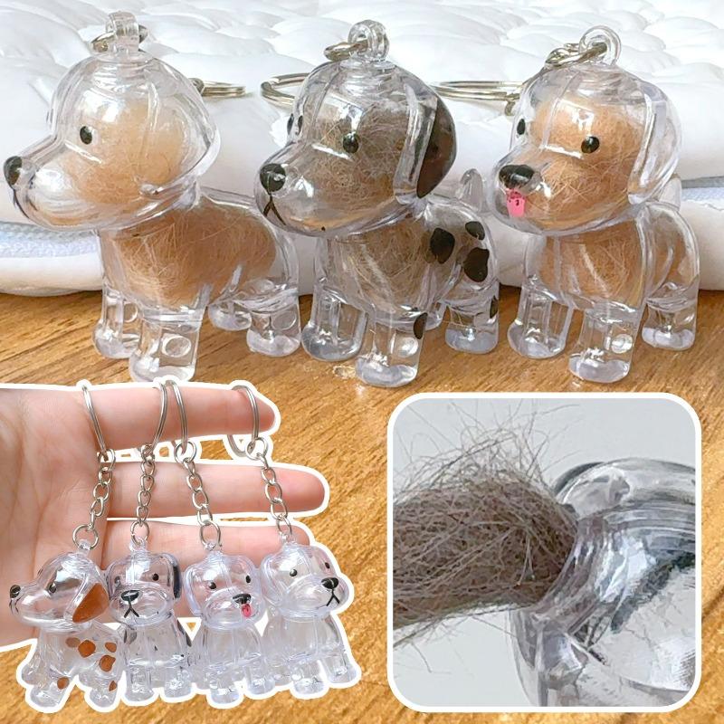 2026 Doorzichtige Hondenharen Opbergcontainer Schattige Huisdieren Herinnerings Capsule Hanger Met Sleutelhanger voor Huisdierenliefhebbers DIY Herdenkings Sleutelhanger