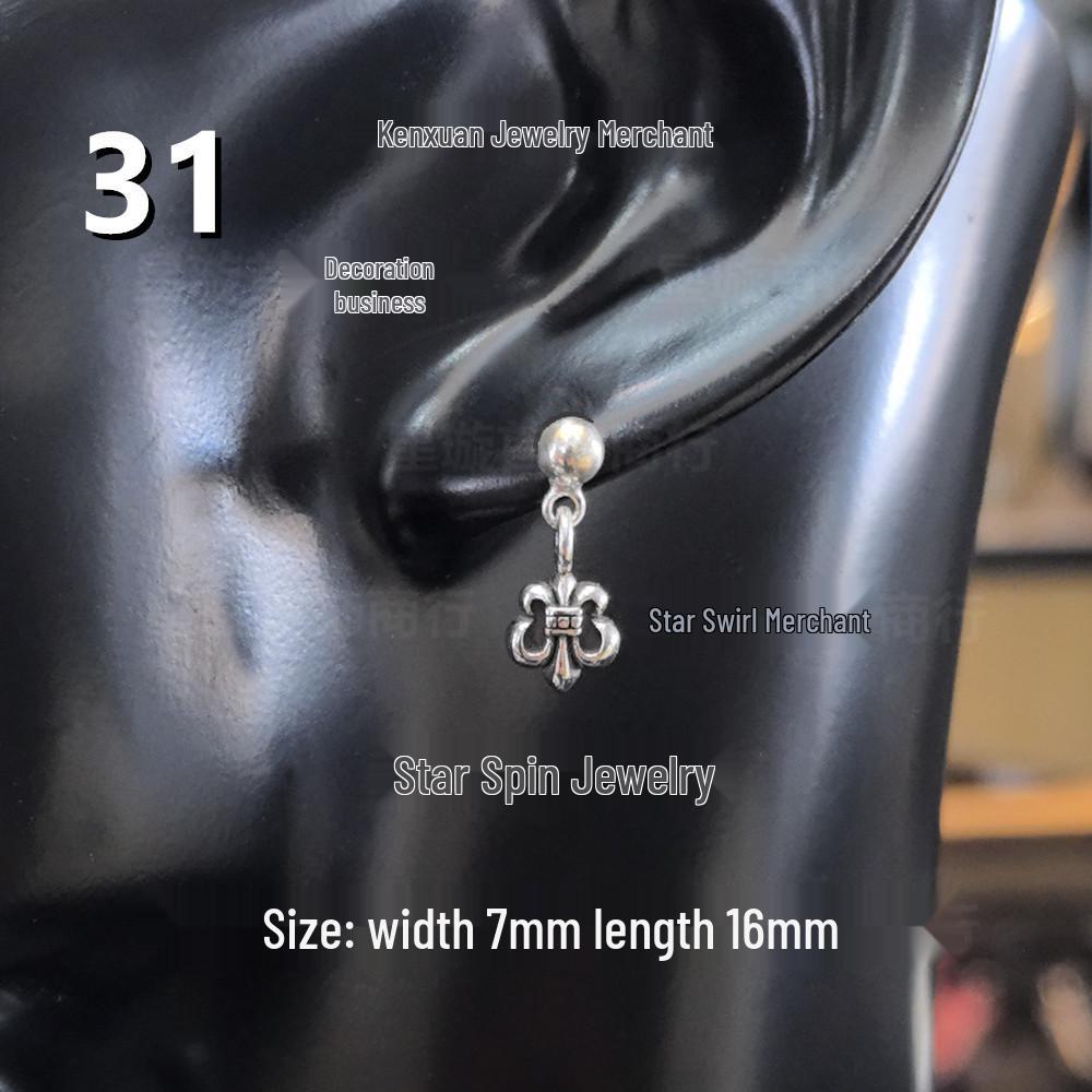 Cercei atârnători New Cross G-Dragon cu diamante colorate pentru bărbați și femei, Cupru alb, Argint thailandez, Ac din argint s925