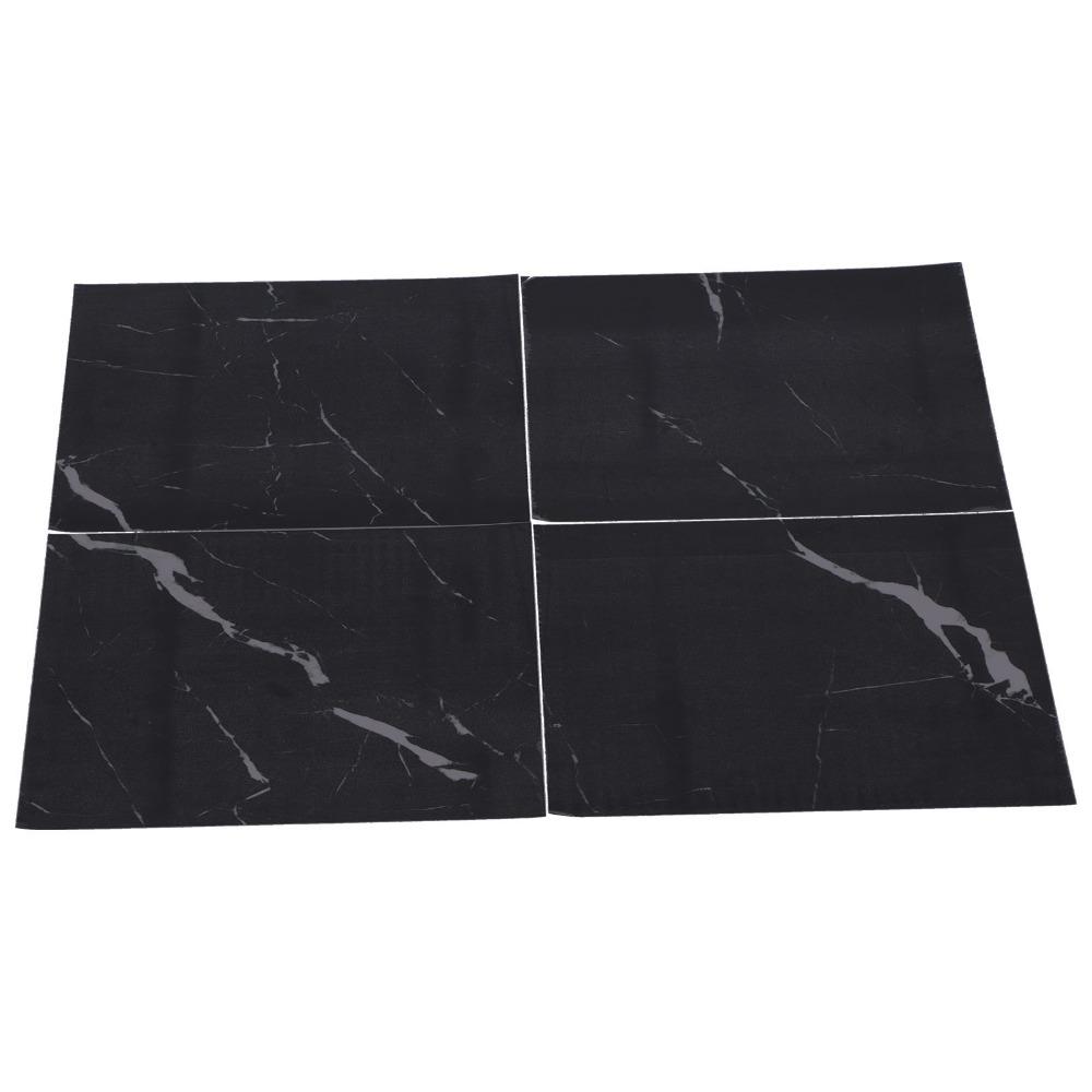 4Pcs Black (Dark Coffee) Self Adhesive Floor Decals Marble Tile Stickers for Stairs