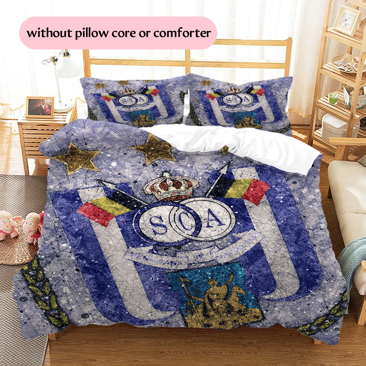 

RSC Anderlecht Pattern Bedding Quilt Set Home Decoration Gift (1 * duvet cover + 2 * pillowcase without core) 220x240cm