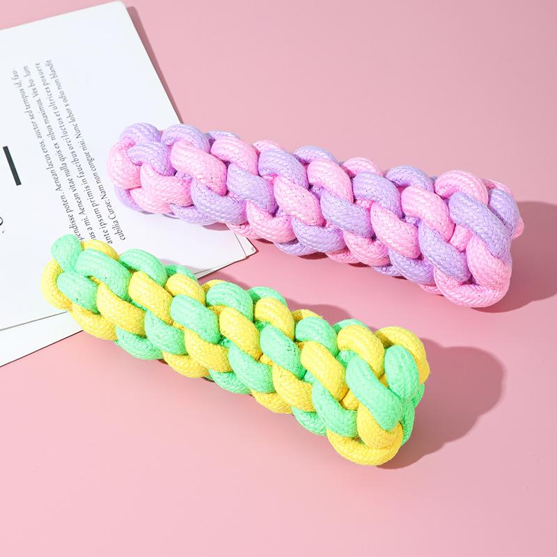 Christmas Pet Toy Cotton Rope Two-color Dog Bite Rope Woven Twist Stick 18CM Dog Corn On the Cob Grinding Toy