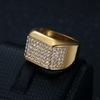 ring, trendy nightclub hip-hop ring, gold-plated diamond ring for men