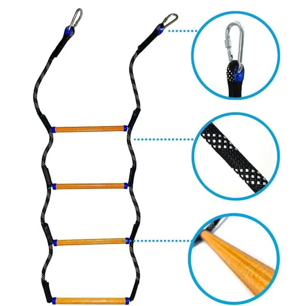 Launching Ladder Boat Rope Ladder Folding Auxiliary Marine Rope 3/4/5 Step Portable Rope Boarding Ladder for Inflatable Boat