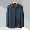 Jachetă groasă și călduroasă din bumbac pentru bărbați, pentru tați de vârstă mijlocie și în vârstă - Casual, Nu se șifonează, cu nasturi, design cu revere