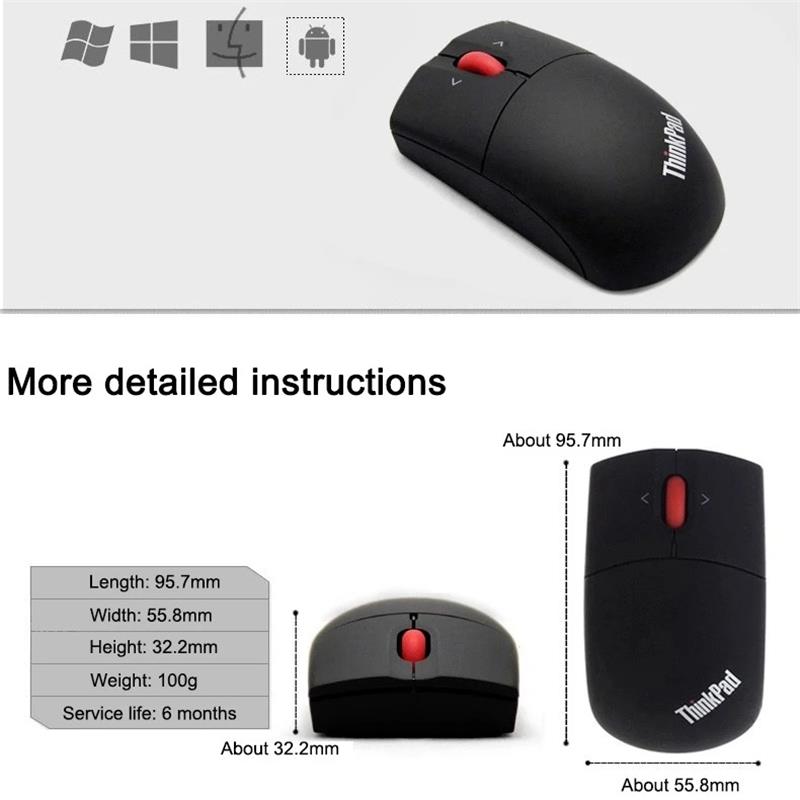 Kabellose Maus Lenovo ThinkPad Kabellose Lasermaus Büromaus Schwarz