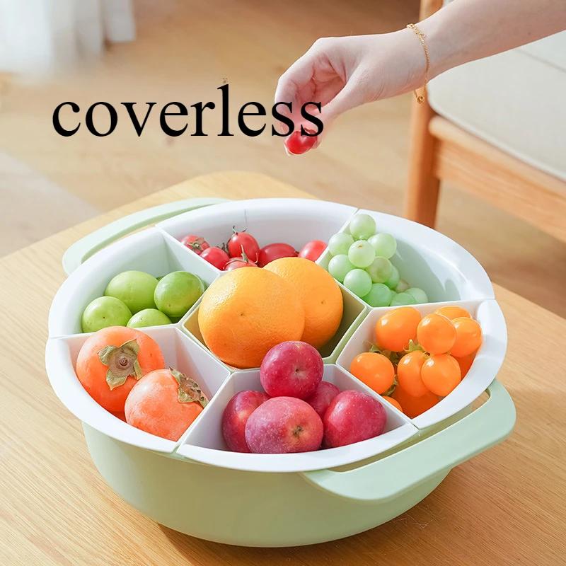 Rotatable Household Hot Pot with Lid Platter Washing Vegetables Drain Basin Multifunctional Lid Storage Rotatable Fruit Tray